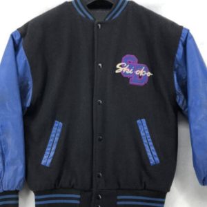 Vtg Ski-doo Rotax Black And Blue Varsity Jacket