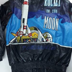 Walt Disney Gallery Tomorrow Land Black Leather Jacket