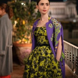 Emily In Paris S04 Lily Collins Purple Cape Coat
