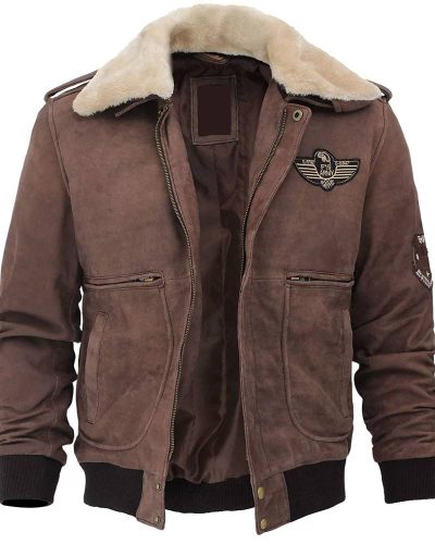 Mens Real Leather B2 Bomber Flight Suede Jacket