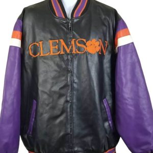 Vintage Clemson Tigers Bomber Leather Jacket