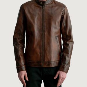 Zen Distressed Brown Leather Biker Jacket