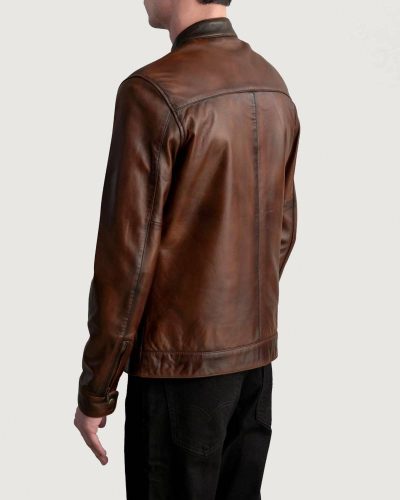 Zen Distressed Brown Leather Biker Jacket