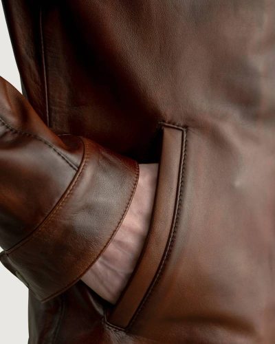 Zen Distressed Brown Leather Biker Jacket