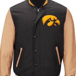 Black Gold NCCA Team Iowa Hawkeyes Varsity Jacket