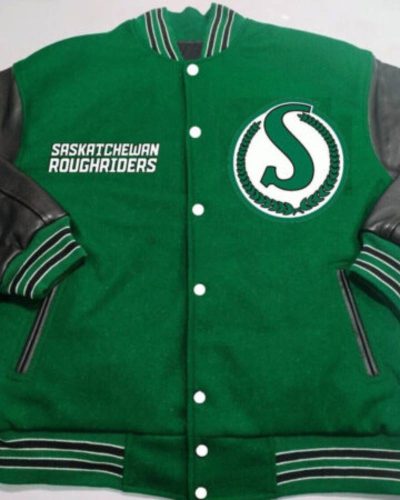 Cfl Team Saskatchewan Roughriders Tricolor Varsity Jacket