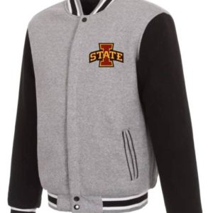Gray Black NCCA Team Iowa Hawkeyes Wool Jacket