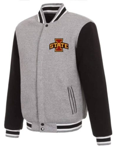 Gray Black NCCA Team Iowa Hawkeyes Wool Jacket