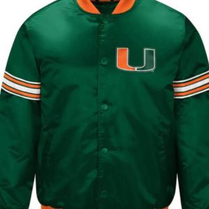 Miami Hurricanes Draft Pick Green Satin Jacket