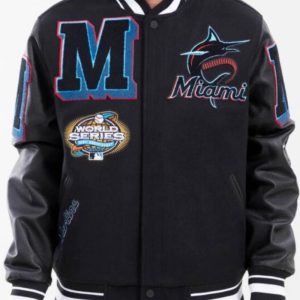 Miami Marlins MLB Black Varsity Jacket