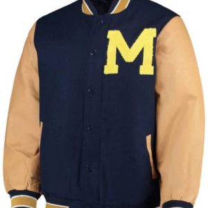 Michigan Wolverines Navy And Cream Varsity Jacket