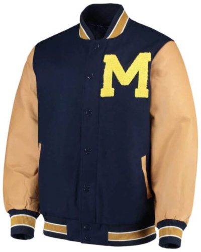 Michigan Wolverines Navy And Cream Varsity Jacket