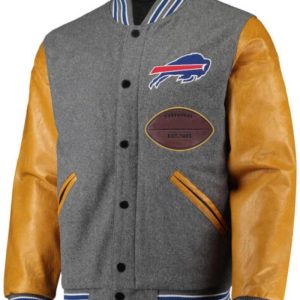 NFL Buffalo Bills Gray And Gold Varsity Jacket