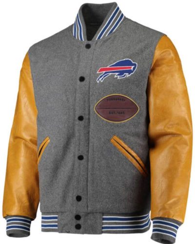 NFL Buffalo Bills Gray And Gold Varsity Jacket
