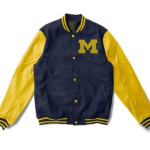 NCAA Michigan Wolverines Navy Blue And Yellow Varsity Jacket