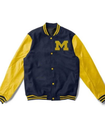 NCAA Michigan Wolverines Navy Blue And Yellow Varsity Jacket