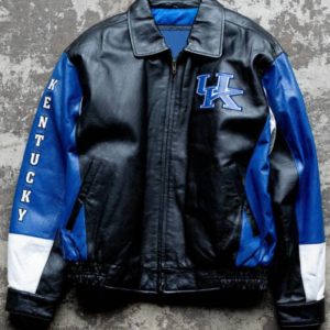 Kentucky Wildcats Black Blue Leather Jacket