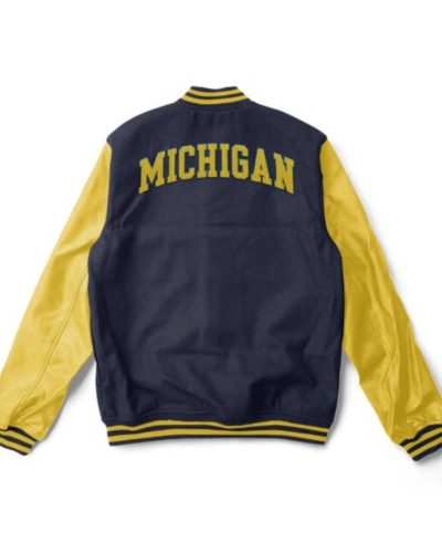 NCAA Michigan Wolverines Navy Blue And Yellow Varsity Jacket