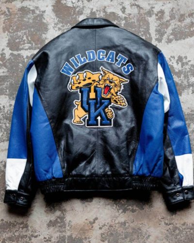 Kentucky Wildcats Black Blue Leather Jacket