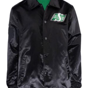 Cfl Saskatchewan Roughriders Sideline Black Satin Jacket