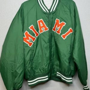 Green Miami Hurricanes Satin Snap Up Jacket