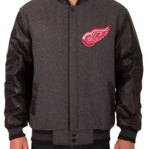 Detroit Red Wings Charcoal Black Varsity Jacket
