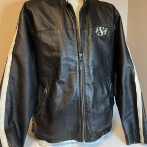 Vintage Saskatchewan Roughriders Black Leather Jacket