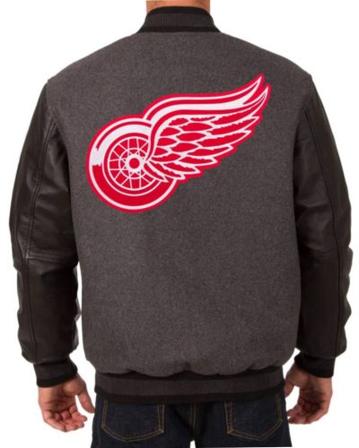 Detroit Red Wings Charcoal Black Varsity Jacket