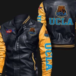 Ucla Bruins Black Yellow Bomber Leather Jacket