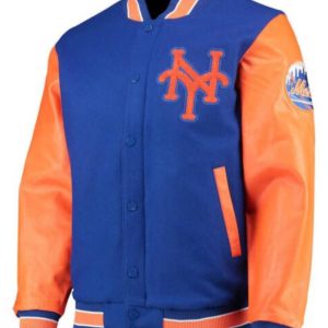 Mlb Ny Mets Blue And Orange Varsity Jacket