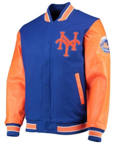 Mlb Ny Mets Blue And Orange Varsity Jacket
