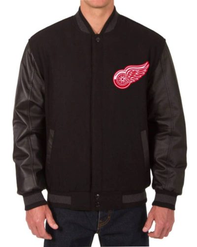 Detroit Red Wings Black Varsity Jacket