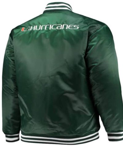 Miami Hurricanes Green Full Zip Satin Jacket