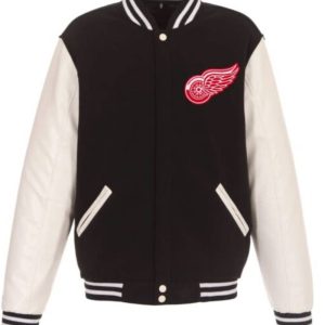 Detroit Red Wings Black White Varsity Jacket