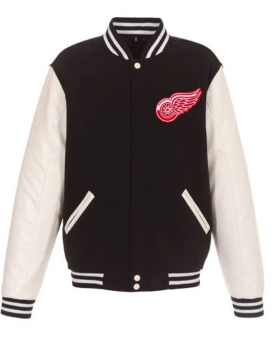 Detroit Red Wings Black White Varsity Jacket