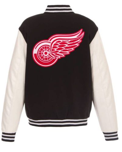 Detroit Red Wings Black White Varsity Jacket