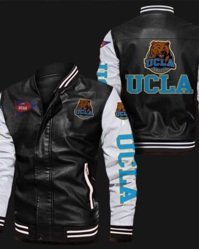 Ucla Bruins Black White Bomber Leather Jacket