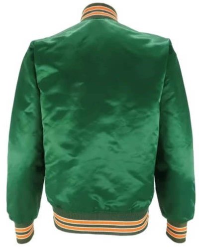 Vintage 80s Green Miami Hurricanes Satin Bomber Jacket