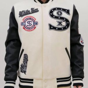 Chicago White Sox Mlb Cream Black Varsity Jacket