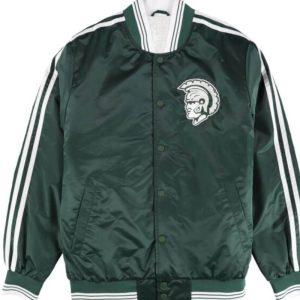 Green White Michigan State Spartans Satin Jacket