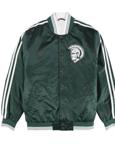 Green White Michigan State Spartans Satin Jacket