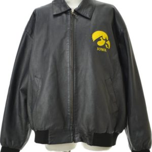 Ncaa Iowa Hawkeyes Black Leather Jacket