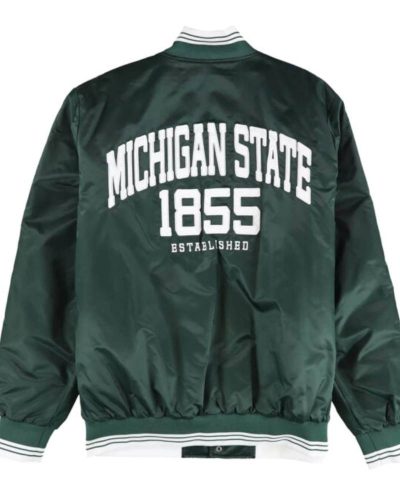 Green White Michigan State Spartans Satin Jacket