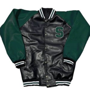 Black Green Michigan State Spartans Letterman Jacket
