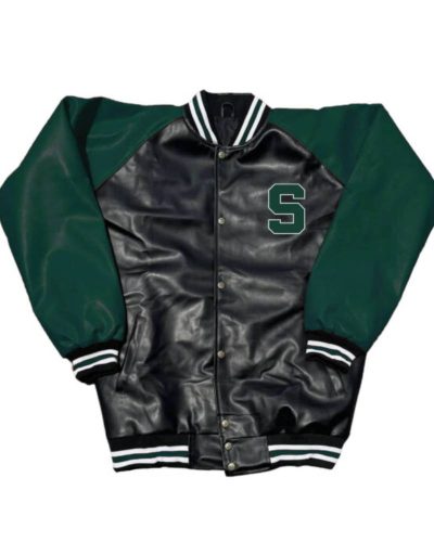 Black Green Michigan State Spartans Letterman Jacket