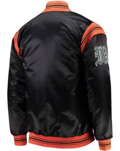 Black Miami Hurricanes The Enforcer Satin Full Button Jacket