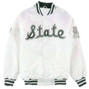 Michigan State Spartans White Satin Jacket