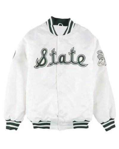 Michigan State Spartans White Satin Jacket