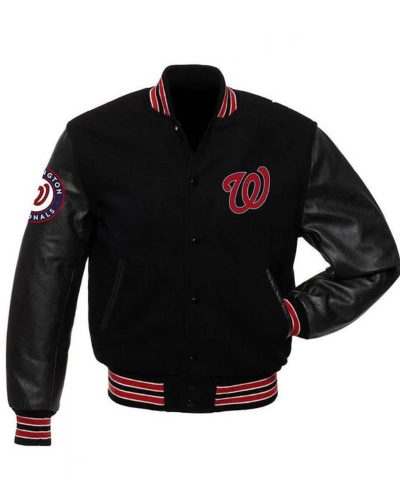 Mlb Washington Nationals Black Varsity Jacket