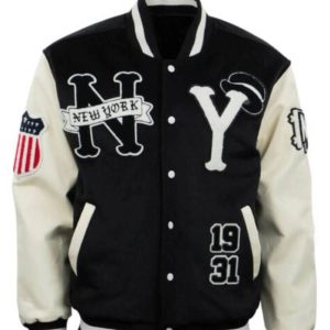 Ny Yankees Black And White Varsity Jacket